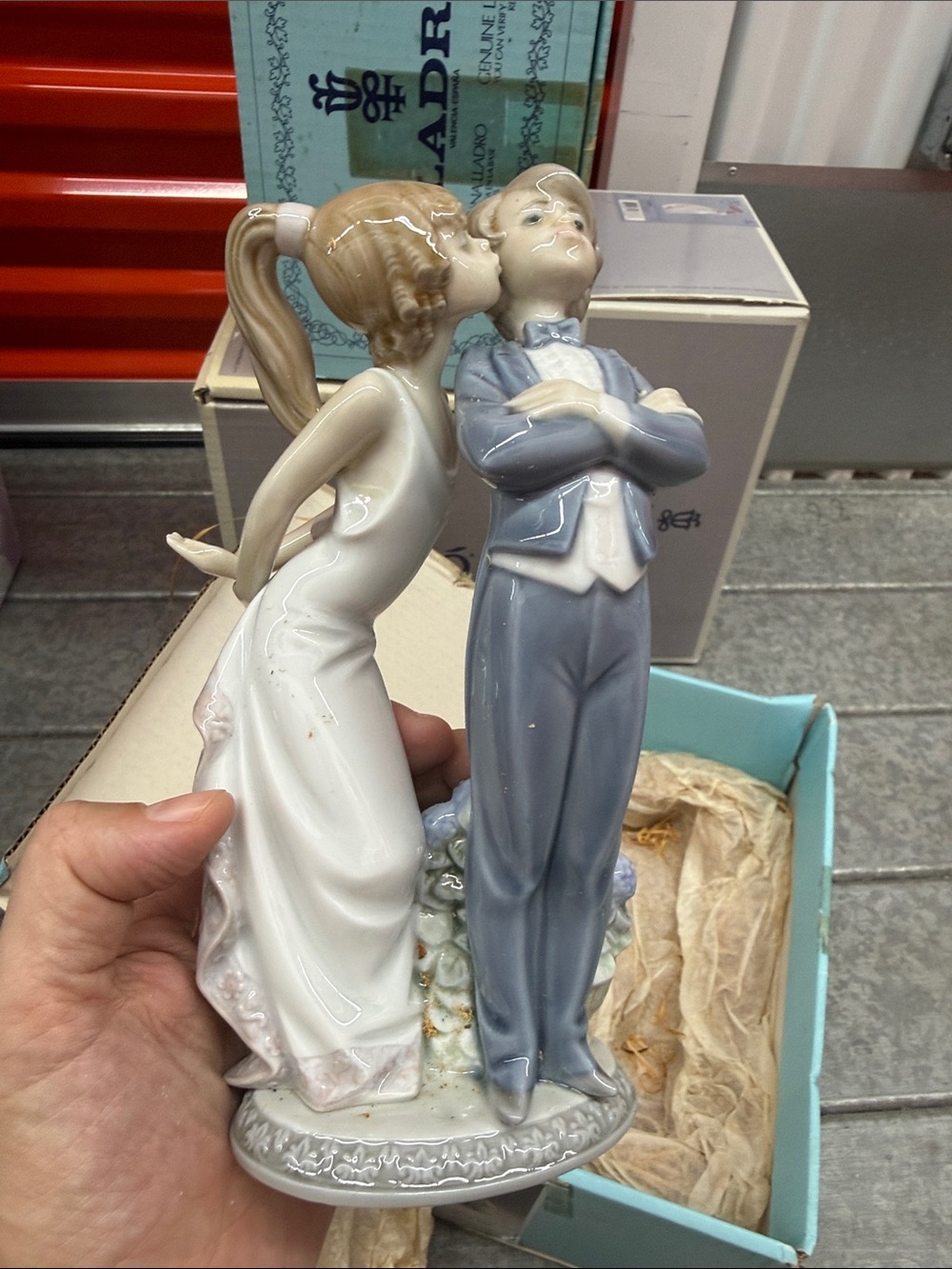 Lladro Porcelain Cake Topper - White Gown & Blue Suit